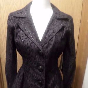 Laura Ashley Black Sparkle Leopard Jacket Size PM
